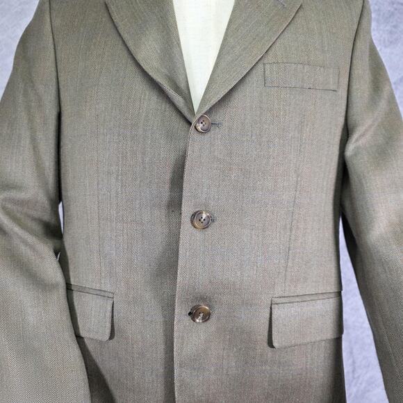 Vintage Chaps Ralph Lauren Blazer Mens 38S Brown Herringbone Wool Silk 3 Button - Picture 10 of 16